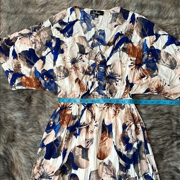 Lulu's Loveliest Of All White Blue Floral Lace Up Maxi Dress Size Small - Picture 11 of 13